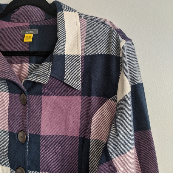 (Cabela's) Purple Cotton Plaid Button Jacket 2XL - Picture 2 of 10